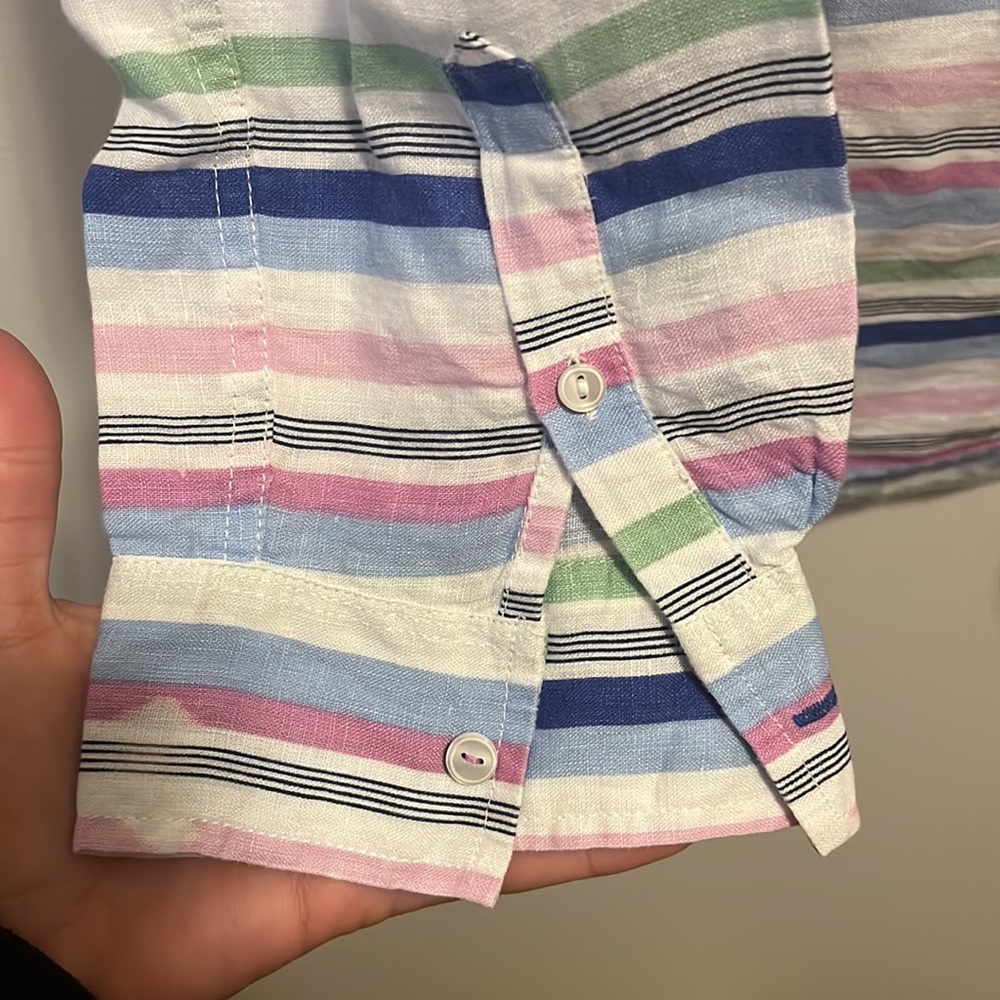 Talbots Top Pullover Pink & Blue striped Size Medium - Picture 2 of 8